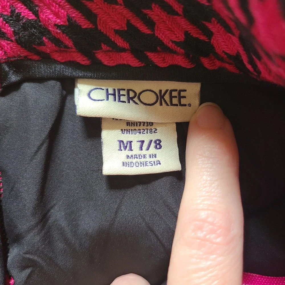 Y2K Cherokee Houndstooth Mini Skirt Kids 7/8 Pink Black Retro Skater Whimsigoth